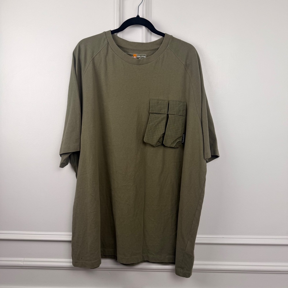 Timberland Mens XXL Box Fit Organic Cotton Utility Pocket T-Shirt Olive Green